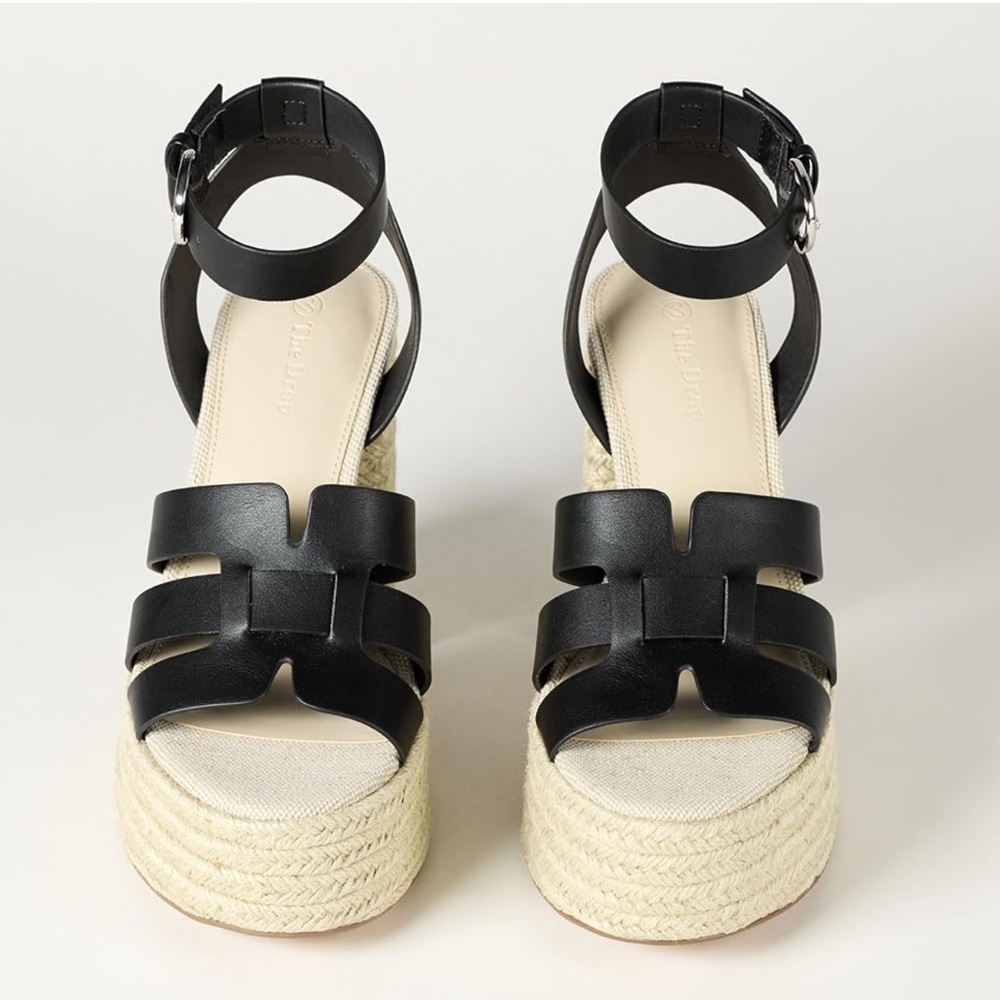 The Drop ‘Bea’ woven black and tan platform heel NEW with tags size 12